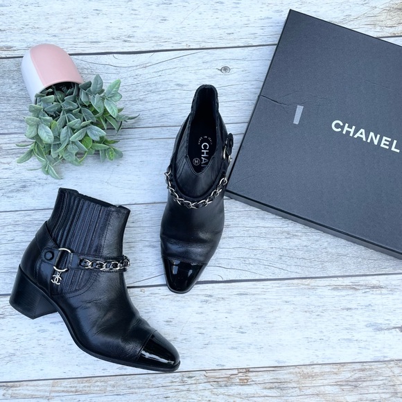 Chanel Goatskin Calfskin Short Black Boots - Picture 14 of 15